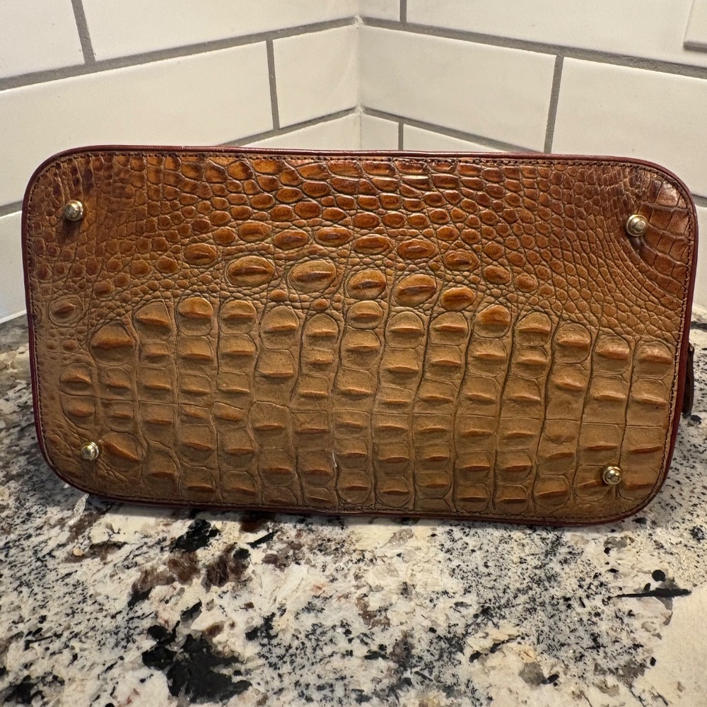 Brahmin Tan Melbourne Collection Croc Embossed Alma Handbag - Picture 10 of 17